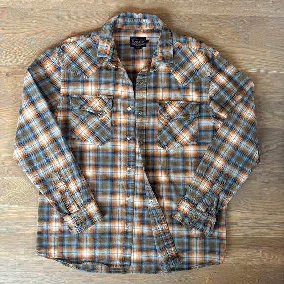 Pendleton Wyatt Western Shirt Plaid Pearl Snaps Mens Size Medium - Picture 2 of 9
